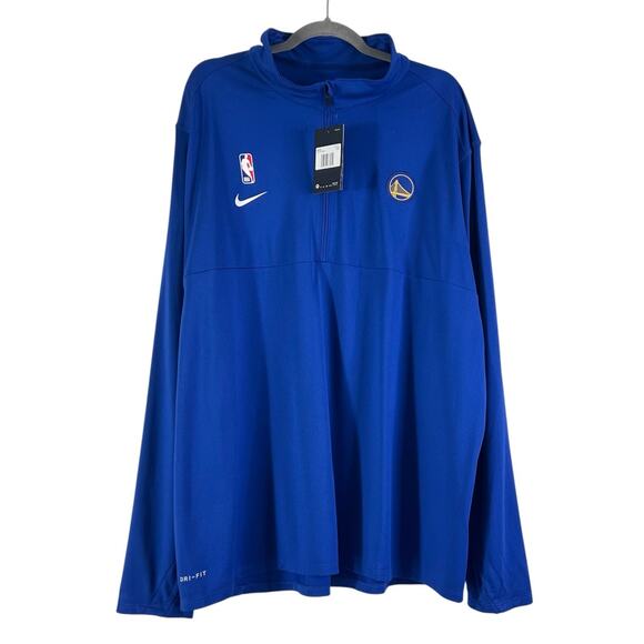 Golden State Warriors Nike Half Zip Long Sleeve Pullover Shirt Jacket Royal Blue - Picture 2 of 10